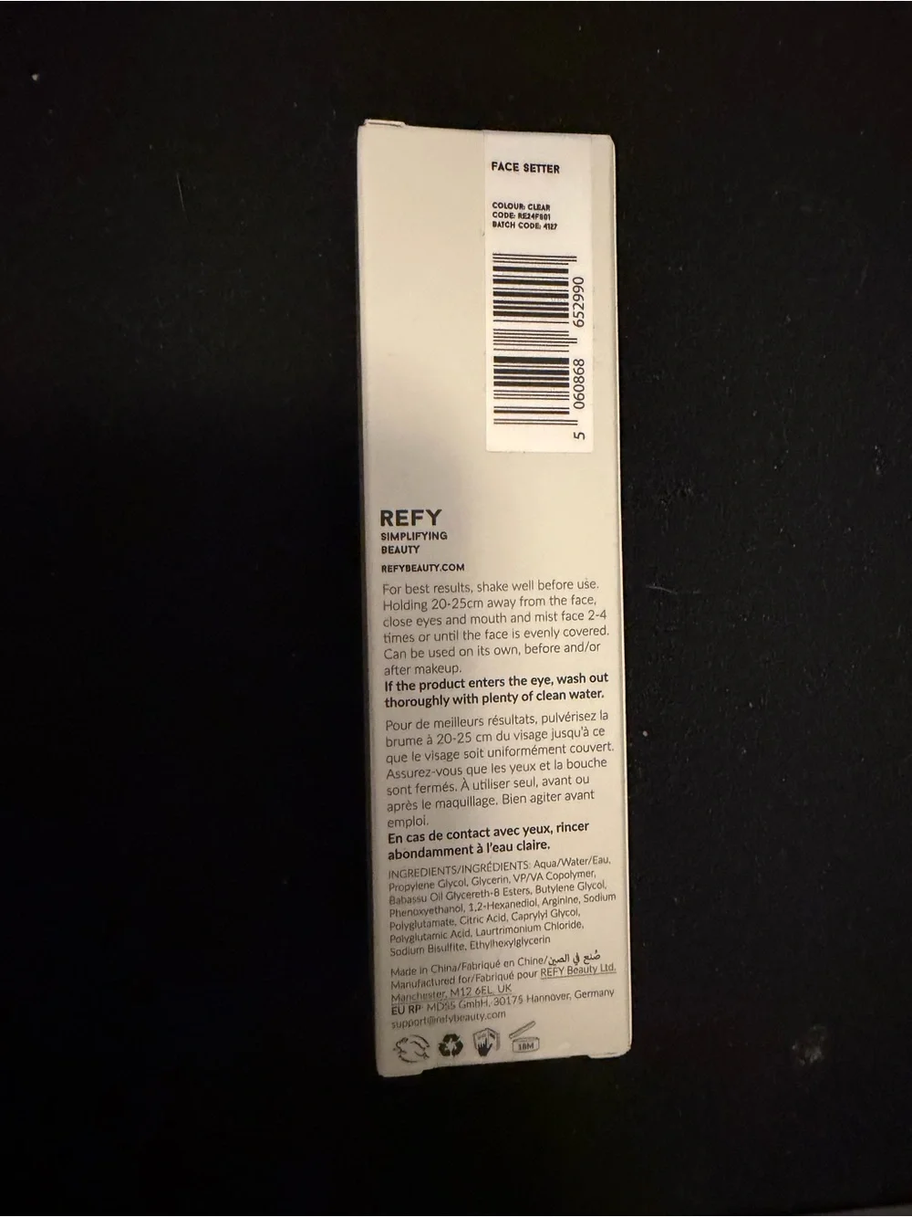 REFY Face Setter Hydrating and Plumping Setting Spray with Polyglutamic Acid NEW